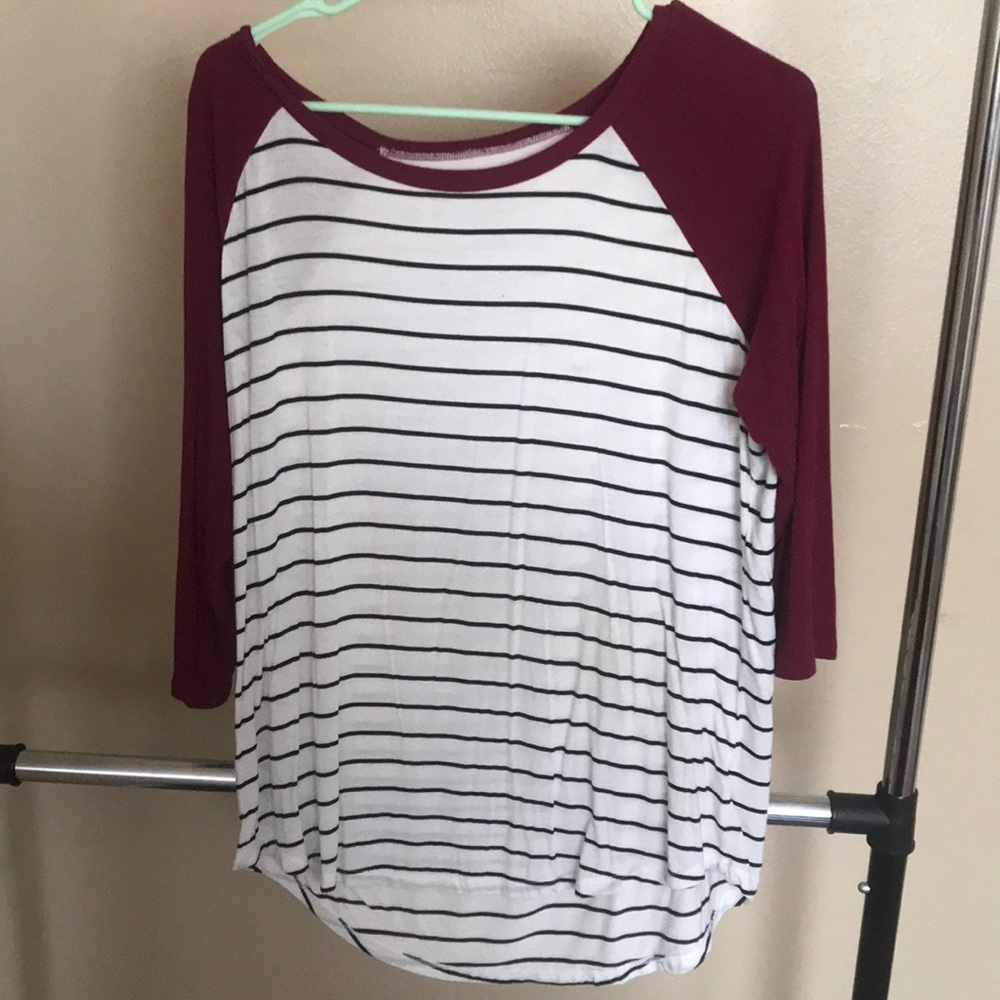 striped baseball style blouse